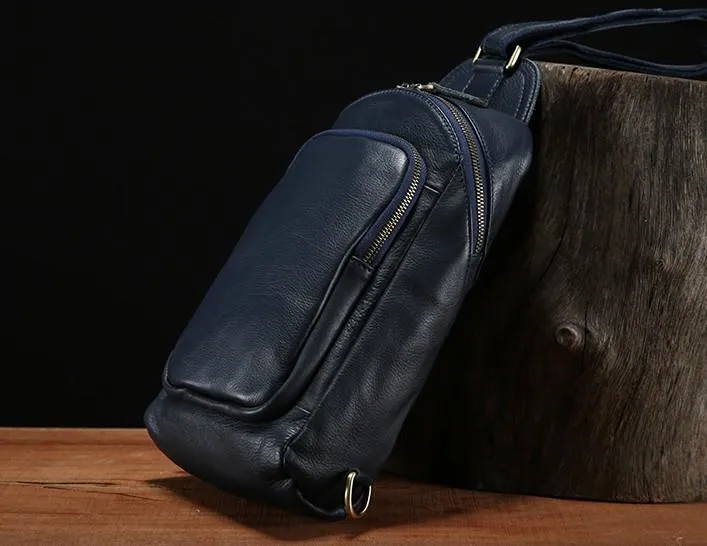 Leather Mens Cool Sling Bag Chest Bag Sling Crossbody Bag for men