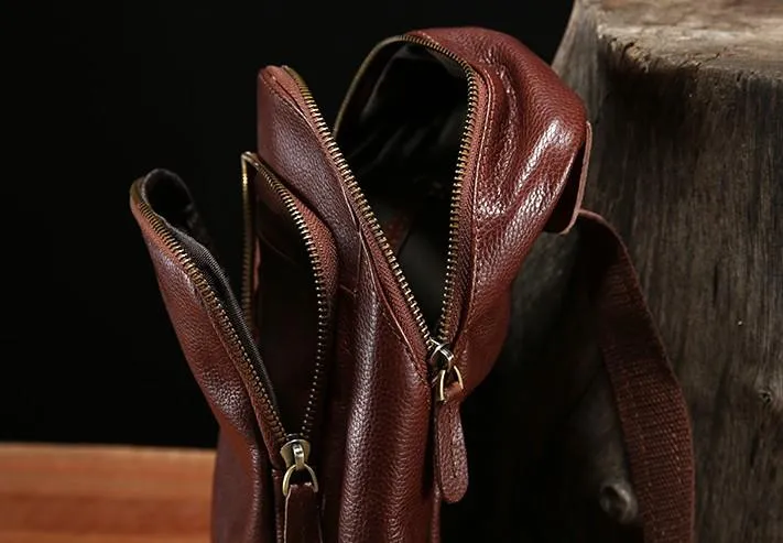 Leather Mens Cool Sling Bag Chest Bag Sling Crossbody Bag for men