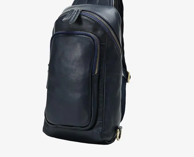 Leather Mens Cool Sling Bag Chest Bag Sling Crossbody Bag for men