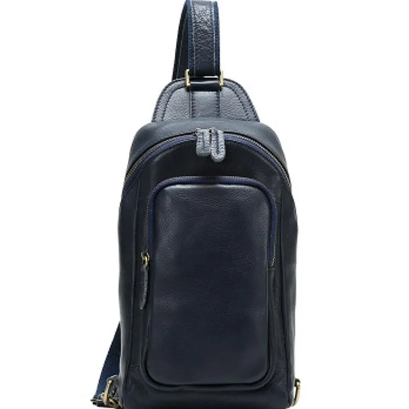 Leather Mens Cool Sling Bag Chest Bag Sling Crossbody Bag for men