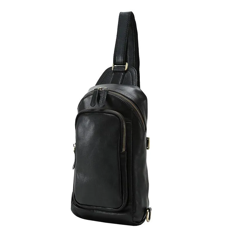 Leather Mens Cool Sling Bag Chest Bag Sling Crossbody Bag for men