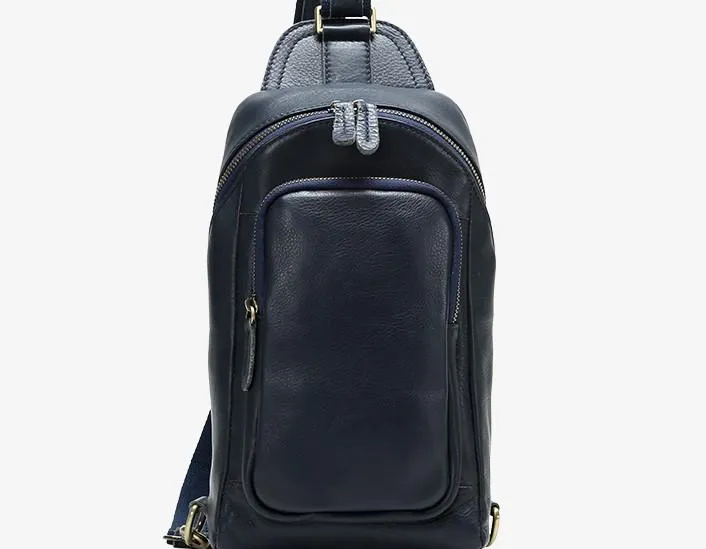 Leather Mens Cool Sling Bag Chest Bag Sling Crossbody Bag for men
