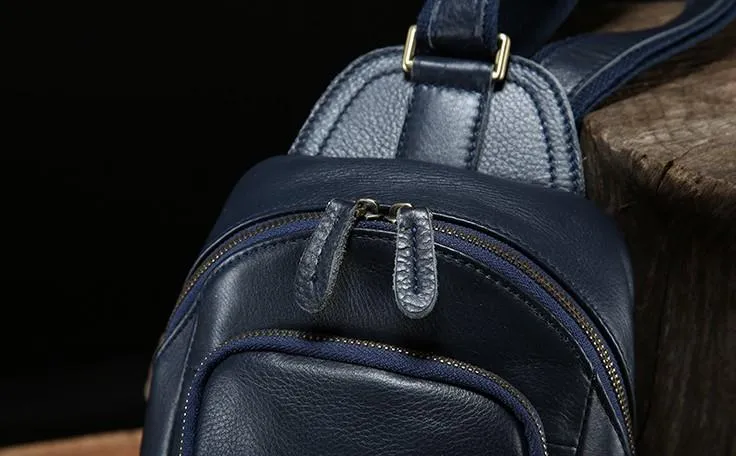 Leather Mens Cool Sling Bag Chest Bag Sling Crossbody Bag for men