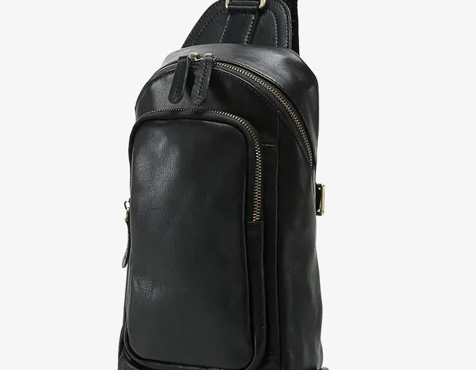 Leather Mens Cool Sling Bag Chest Bag Sling Crossbody Bag for men