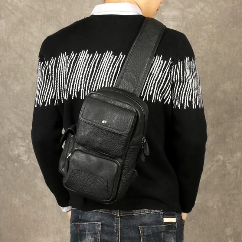 Leather Mens Cool Sling Bag Chest Bag Sling Shoulder Bags for men
