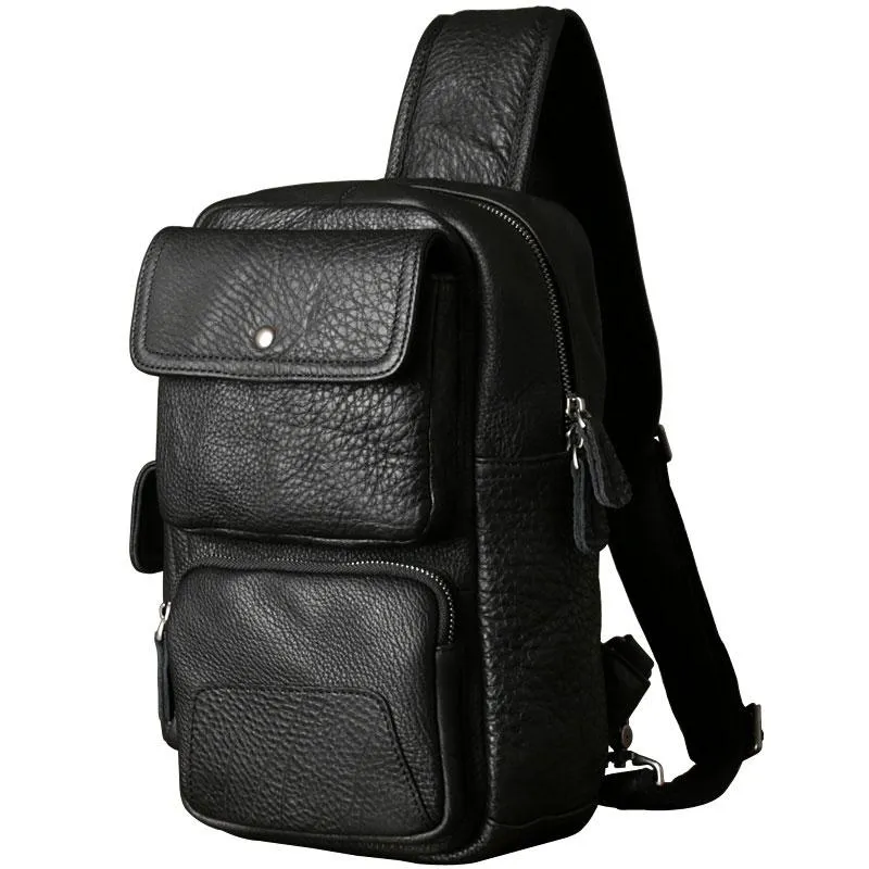 Leather Mens Cool Sling Bag Chest Bag Sling Shoulder Bags for men