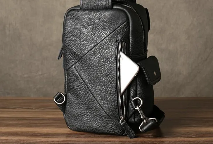 Leather Mens Cool Sling Bag Chest Bag Sling Shoulder Bags for men