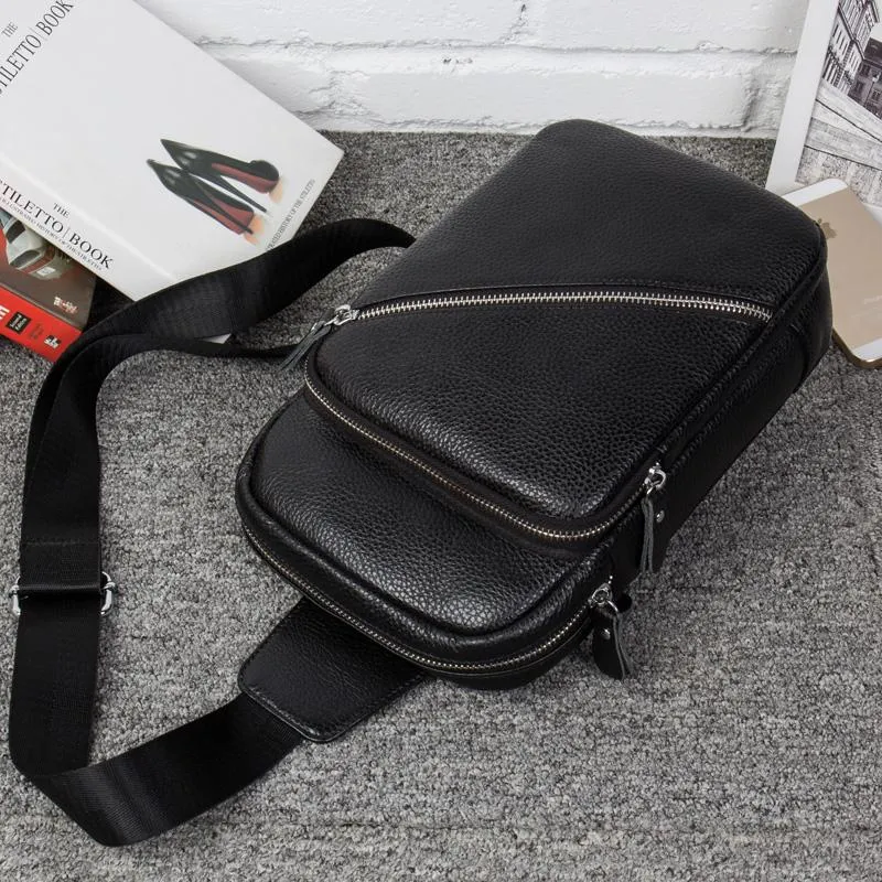 Leather Mens Cool Sling Bag Crossbody Bag Chest Bag for men