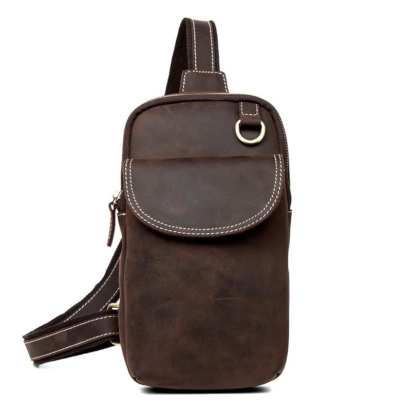 Leather Mens Cool Sling Bag Crossbody Bag Chest Bag for men