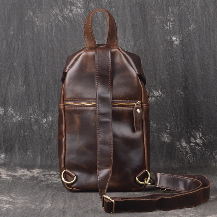 LEATHER MENS COOL SLING BAG CROSSBODY BAG CHEST BAG FOR MEN