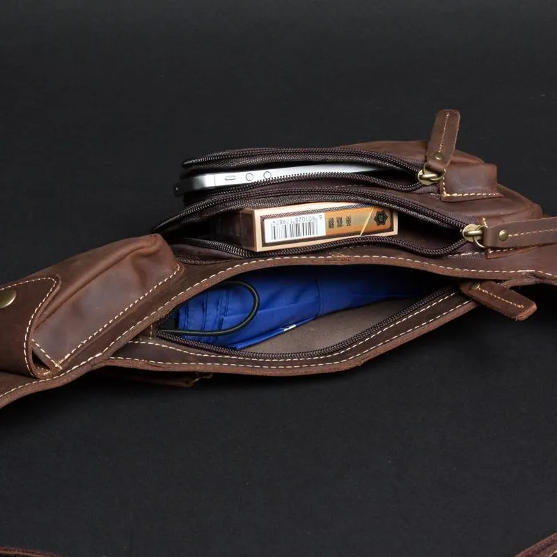 Leather Mens Cool Sling Bag Crossbody Bag Chest Bag for men