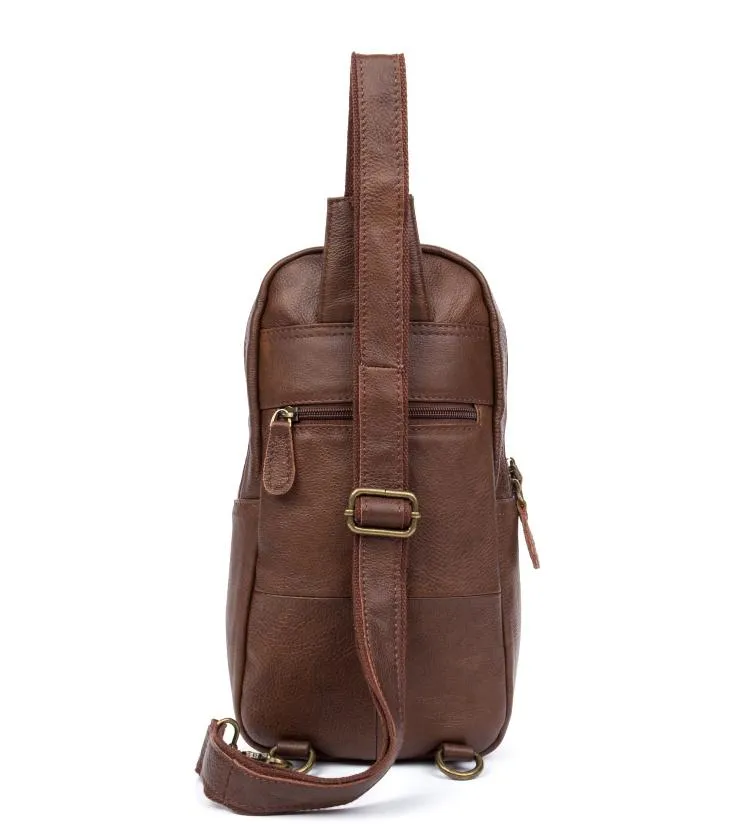 Leather Mens Cool Sling Bag Crossbody Bag Chest Bag for men