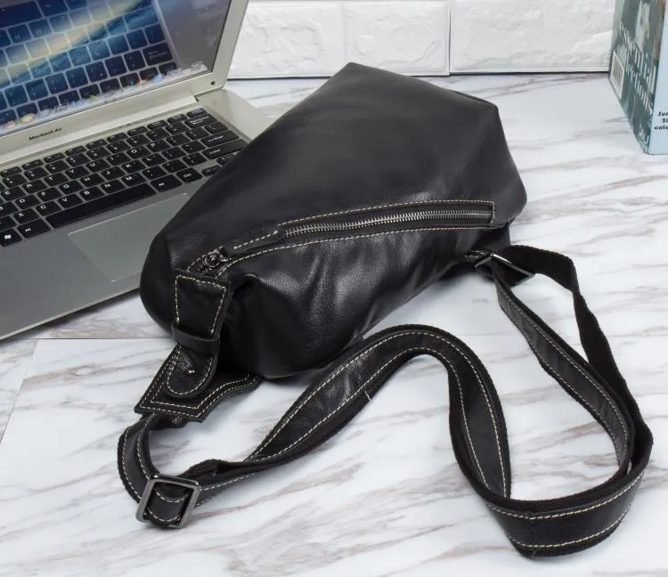 Leather Mens Cool Sling Bag Crossbody Bag Chest Bag for men