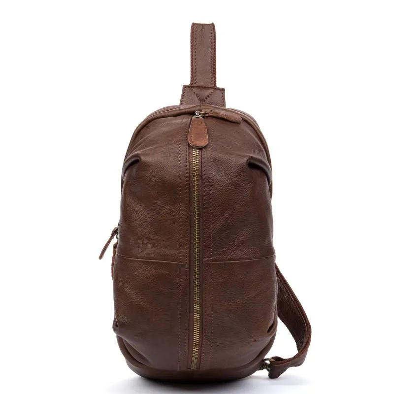 Leather Mens Cool Sling Bag Crossbody Bag Chest Bag for men