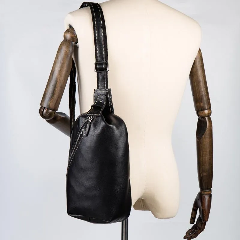 Leather Mens Cool Sling Bag Crossbody Bag Chest Bag for men