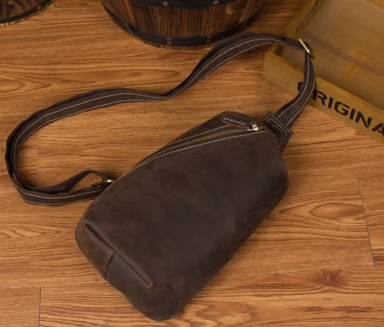 Leather Mens Cool Sling Bag Crossbody Bag Chest Bag for men