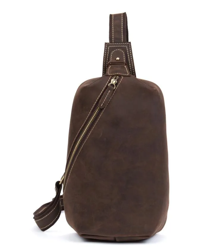 Leather Mens Cool Sling Bag Crossbody Bag Chest Bag for men