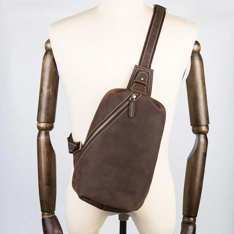 Leather Mens Cool Sling Bag Crossbody Bag Chest Bag for men