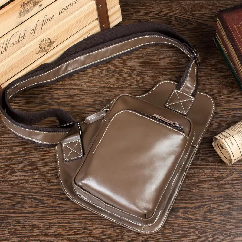 Leather Mens Cool Sling Bag Crossbody Bag Chest Bag for men