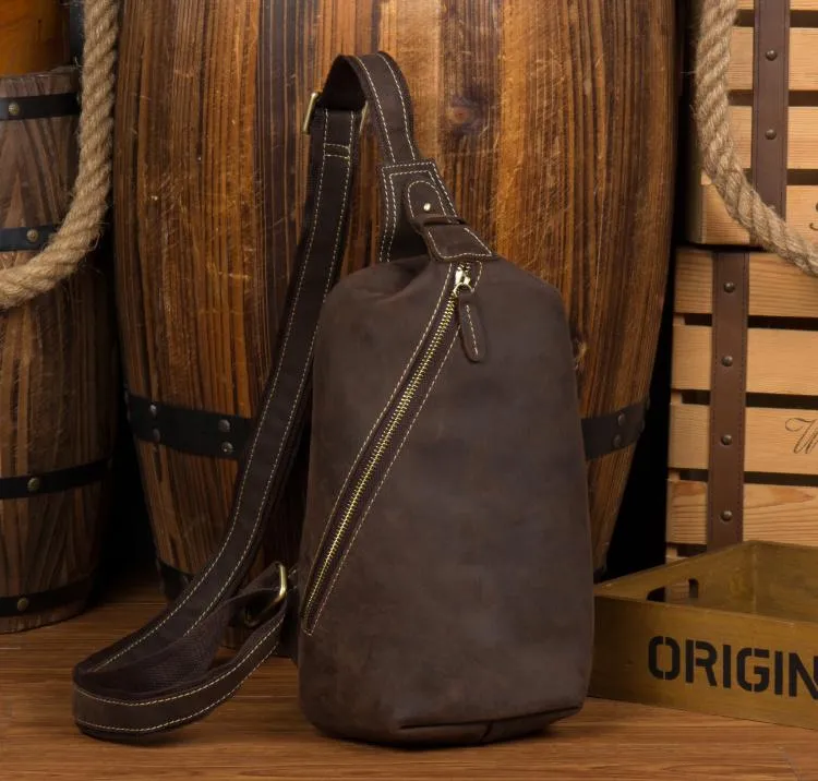 Leather Mens Cool Sling Bag Crossbody Bag Chest Bag for men