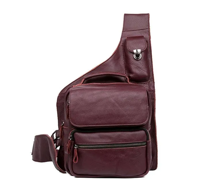 Leather Mens Cool Sling Bag Crossbody Bag Chest Bag for men