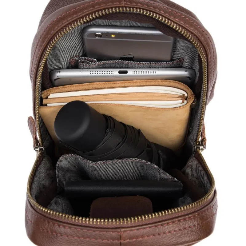 Leather Mens Cool Sling Bag Crossbody Bag Chest Bag for men