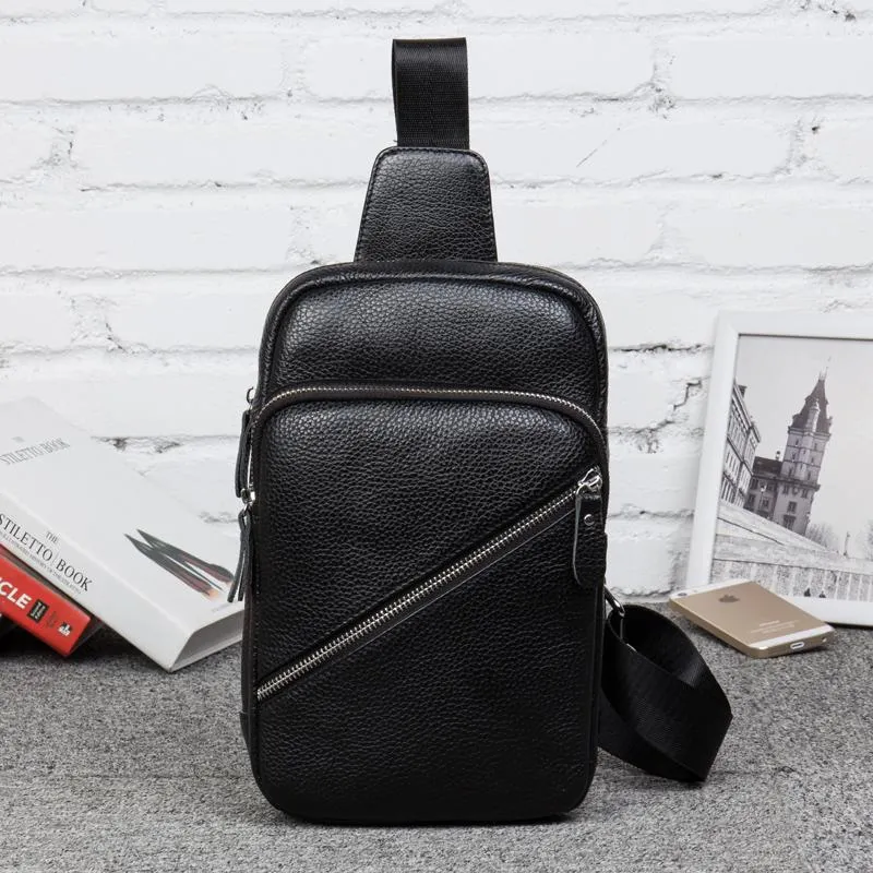 Leather Mens Cool Sling Bag Crossbody Bag Chest Bag for men