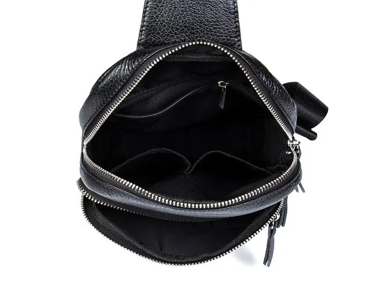 Leather Mens Cool Sling Bag Crossbody Bag Chest Bag for men