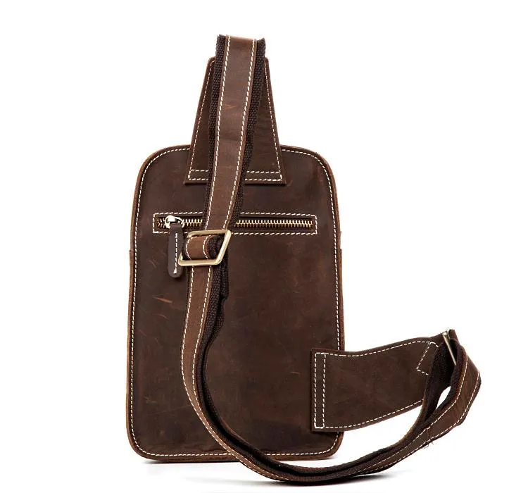 Leather Mens Cool Sling Bag Crossbody Bag Chest Bag for men