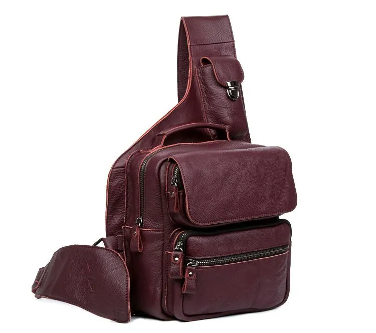 Leather Mens Cool Sling Bag Crossbody Bag Chest Bag for men