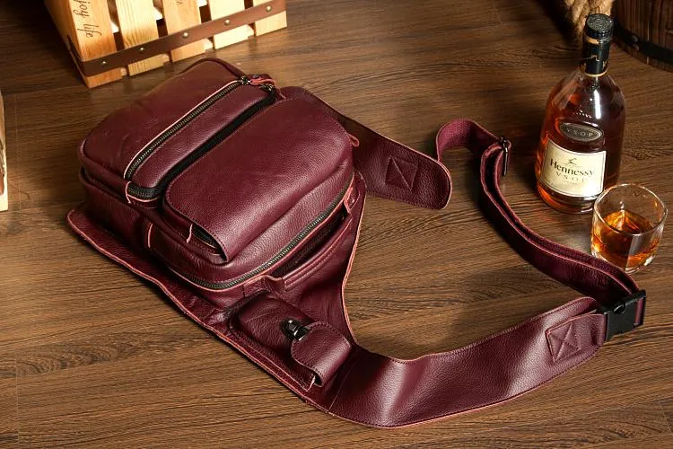 Leather Mens Cool Sling Bag Crossbody Bag Chest Bag for men
