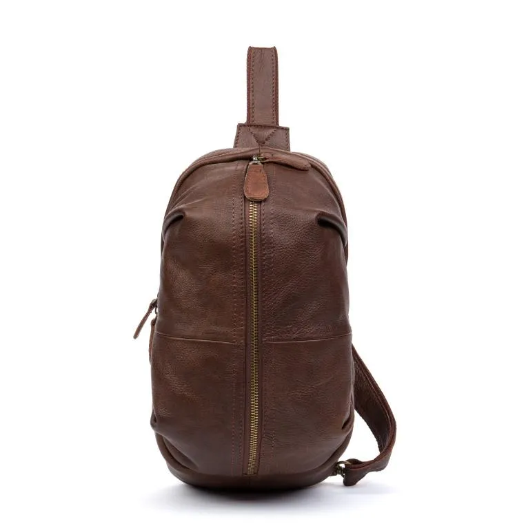 Leather Mens Cool Sling Bag Crossbody Bag Chest Bag for men