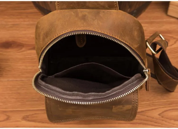 Leather Mens Cool Sling Bag Crossbody Bag Chest Bag for men