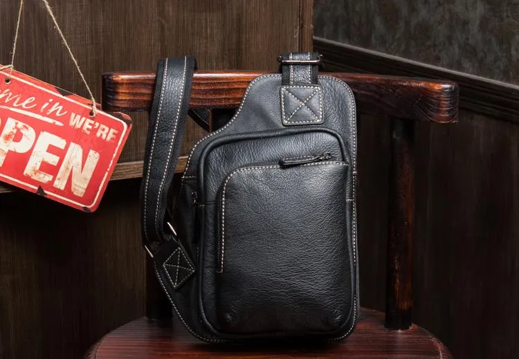 Leather Mens Cool Sling Bag Crossbody Bag Chest Bag for men