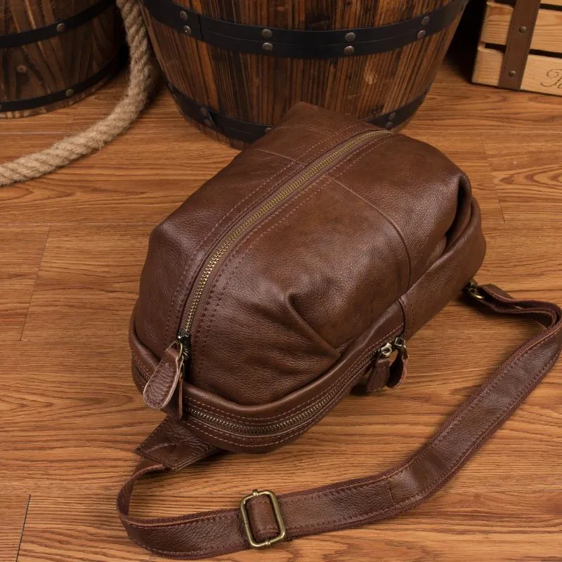 Leather Mens Cool Sling Bag Crossbody Bag Chest Bag for men