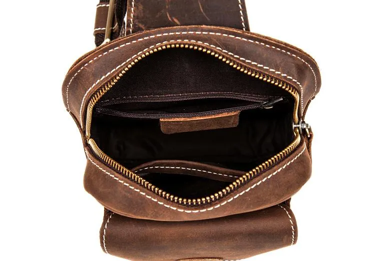 Leather Mens Cool Sling Bag Crossbody Bag Chest Bag for men
