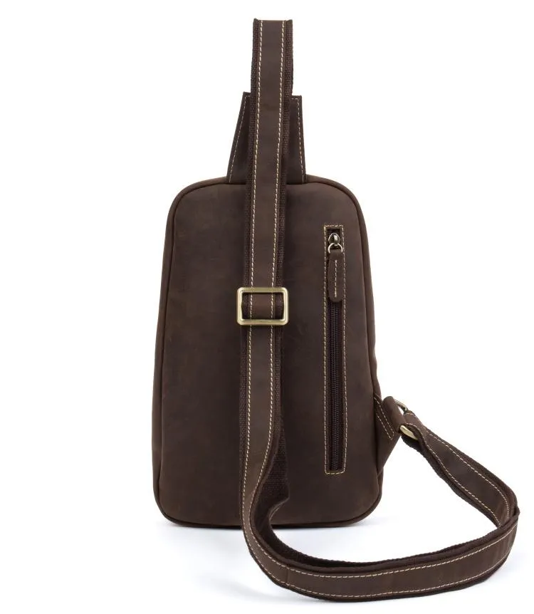Leather Mens Cool Sling Bag Crossbody Bag Chest Bag for men