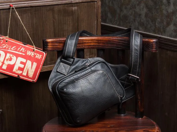 Leather Mens Cool Sling Bag Crossbody Bag Chest Bag for men