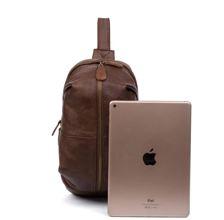 Leather Mens Cool Sling Bag Crossbody Bag Chest Bag for men