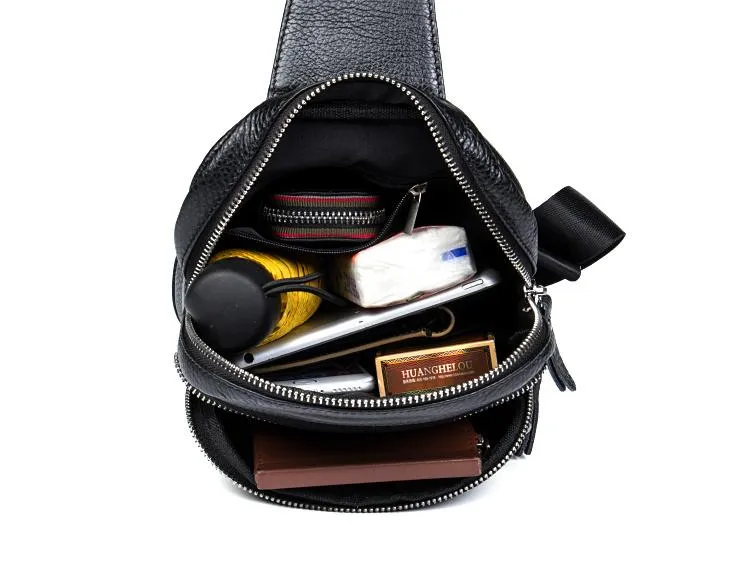 Leather Mens Cool Sling Bag Crossbody Bag Chest Bag for men