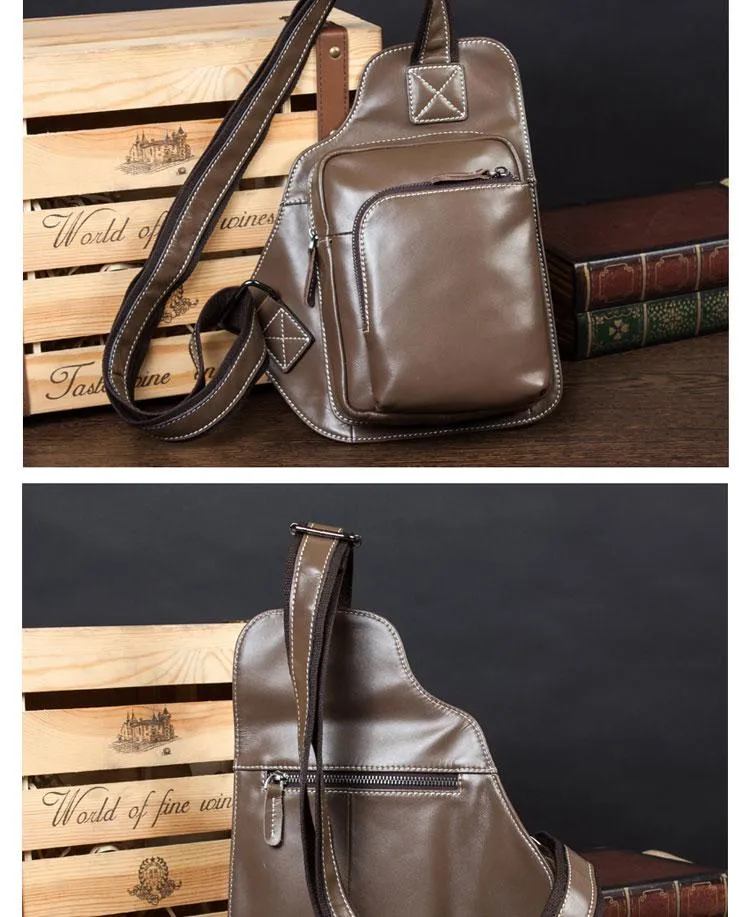 Leather Mens Cool Sling Bag Crossbody Bag Chest Bag for men