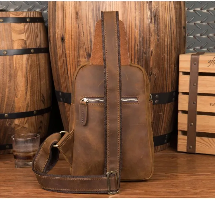 Leather Mens Cool Sling Bag Crossbody Bag Chest Bag for men