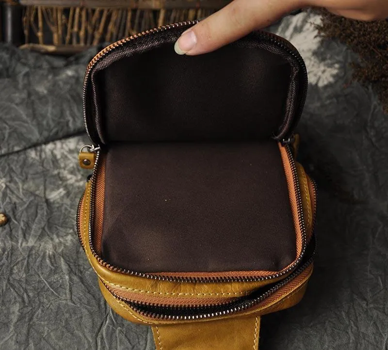 Leather Mens Cool Sling Bag Shoulder Sling Bag Chest Bag for men