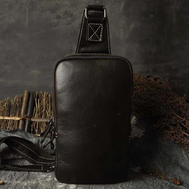 Leather Mens Cool Sling Bag Shoulder Sling Bag Chest Bag for men