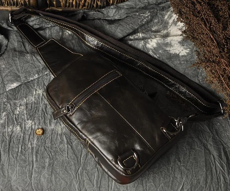 Leather Mens Cool Sling Bag Shoulder Sling Bag Chest Bag for men