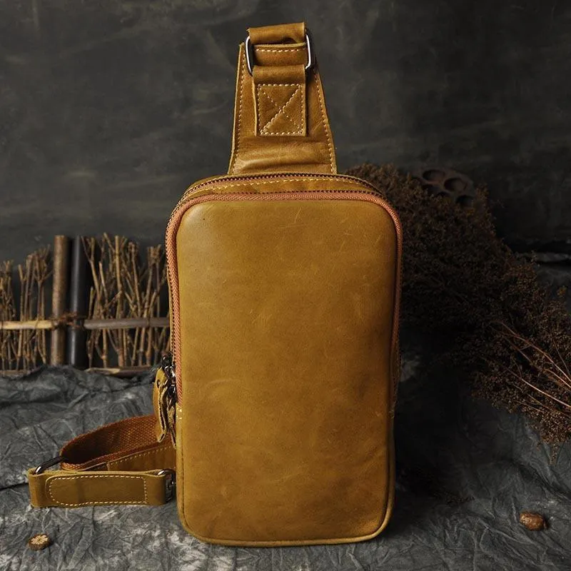 Leather Mens Cool Sling Bag Shoulder Sling Bag Chest Bag for men