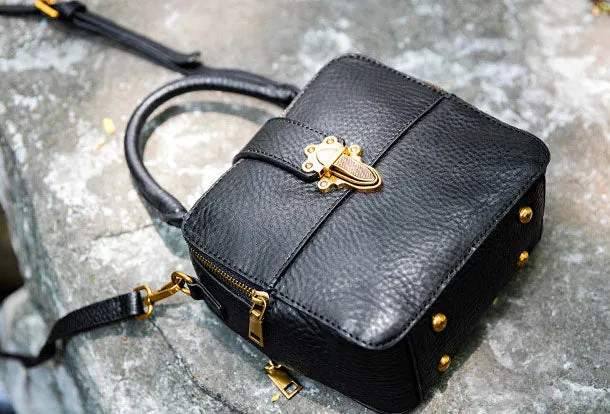 Leather Womens Handbag Square Shoulder Bag Purse For Women