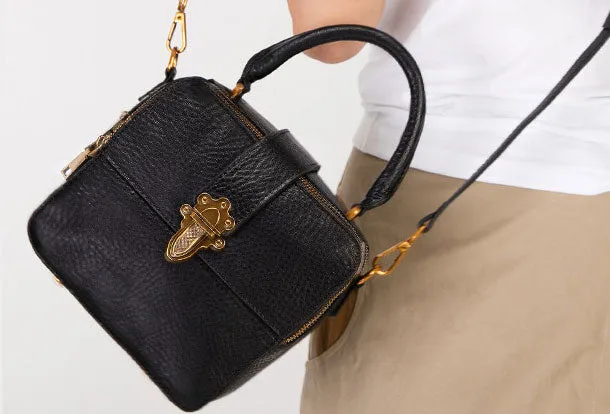 Leather Womens Handbag Square Shoulder Bag Purse For Women