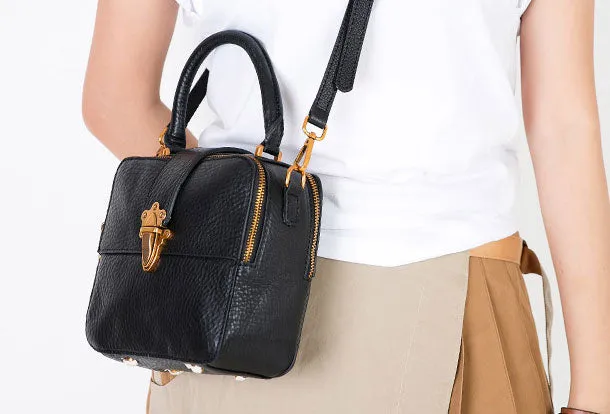 Leather Womens Handbag Square Shoulder Bag Purse For Women