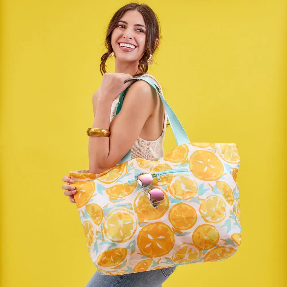 Lemon Slices Splash Proof Beach Bag